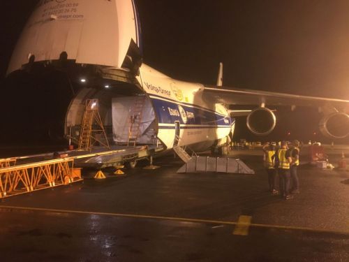 An Antonov transported the Satellite to French Guiana; © Hispasat