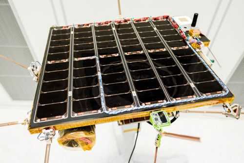 The high-tech nano-satellite “Max Valier” in the cleanroom of Bremen based space technology company OHB System. Copyright: Karlis Kalnins