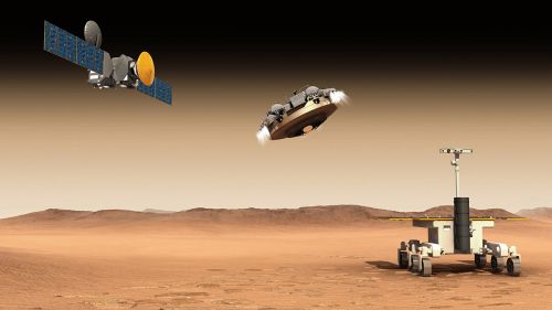 Das ExoMars-Programm dient der weiteren Erforschung des Roten Planeten. Im Zentrum steht die Suche nach Spuren von Leben auf dem Mars. © ESA