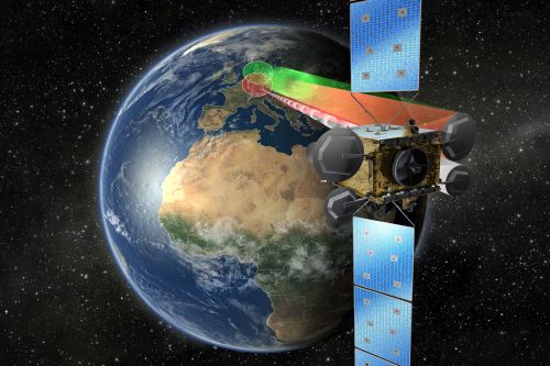 Artwork of Heinrich Hertz satellit / Graphic: OHB